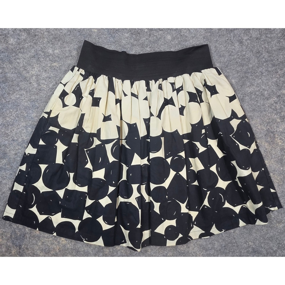 We Love Vera Anthropologie Black Cream Geometric Circle Print Mini Skirt Size 4
